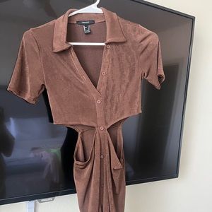 Brown Mini Dress with Cutouts